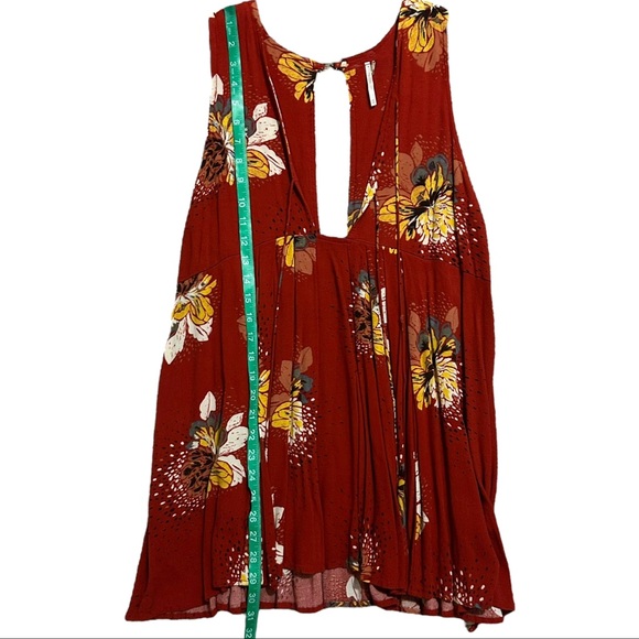 FREE PEOPLE Boho Lovely Day Red Floral Sleeveless Tie Front Dress - Picture 13 of 16